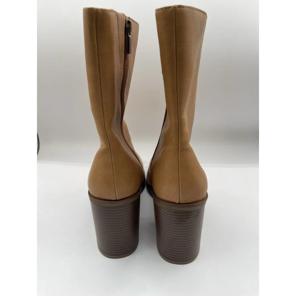 Sun Stone Heel Boots Women Brown Boho Preppy Size 10 New